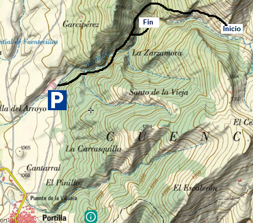 Mapa accesos barranco de portilla
